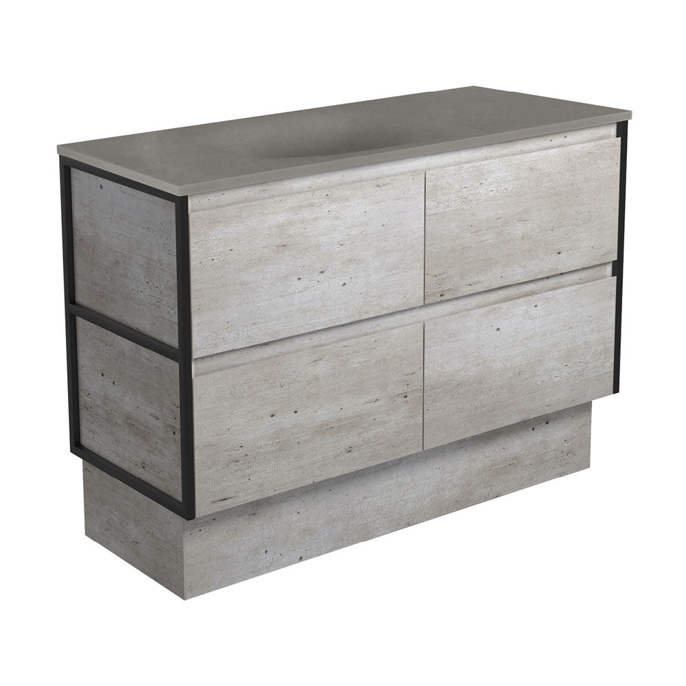 Satori Amato 1200 Industrial Vanity On Kick, Matte Black Frames