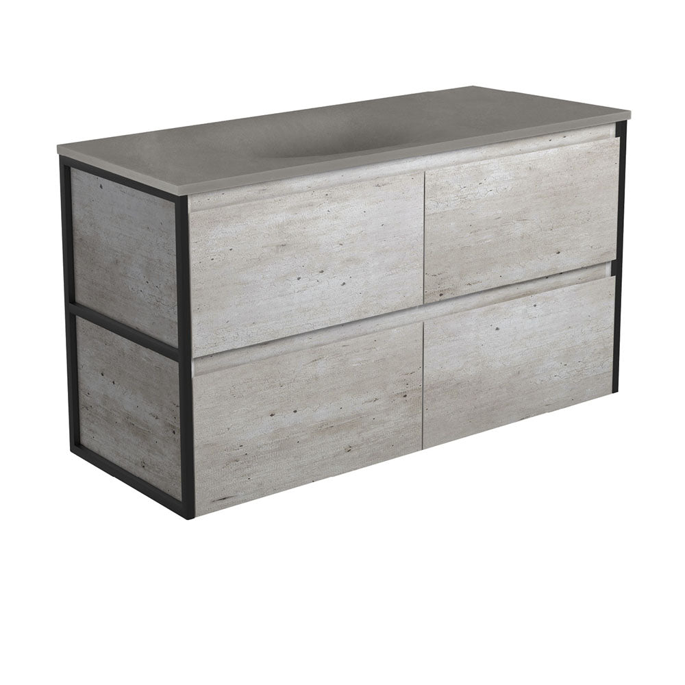 Satori Amato 1200 Industrial Wall-Hung Vanity, Matte Black Frames
