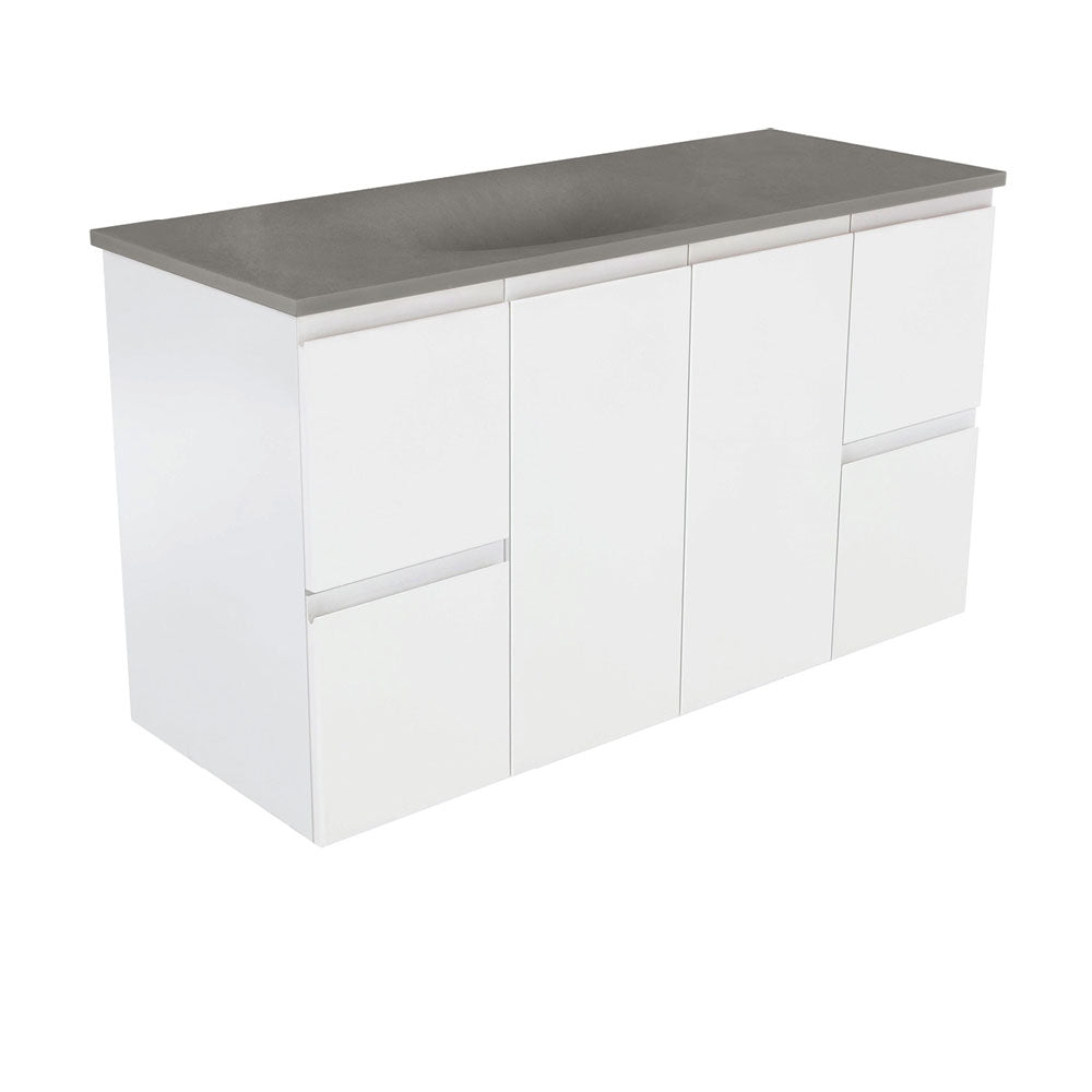 Satori Fingerpull 1200 Satin White Wall-Hung Vanity