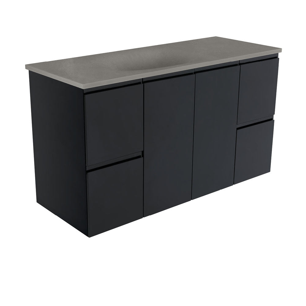 Satori Fingerpull 1200 Satin Black Wall-Hung Vanity