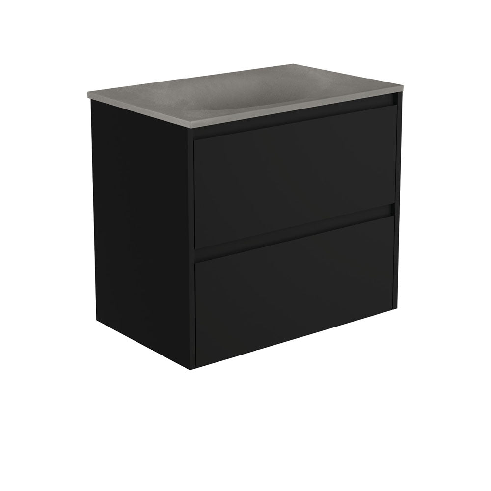 Satori Amato 750 Satin Black Wall-Hung Vanity, Satin Black Panels