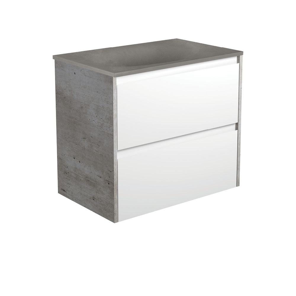 Satori Amato 750 Satin White Wall-Hung Vanity, Industrial Panels