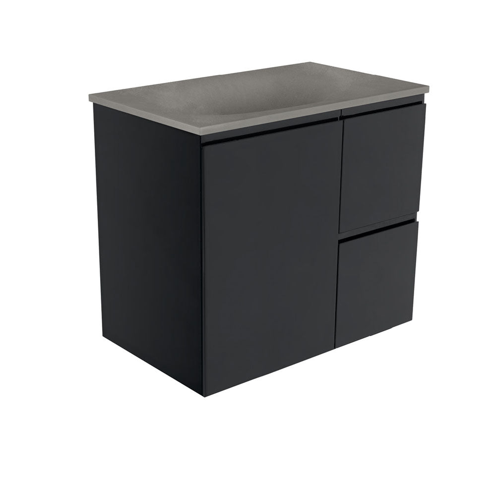Satori Fingerpull 750 Satin Black Wall-Hung Vanity