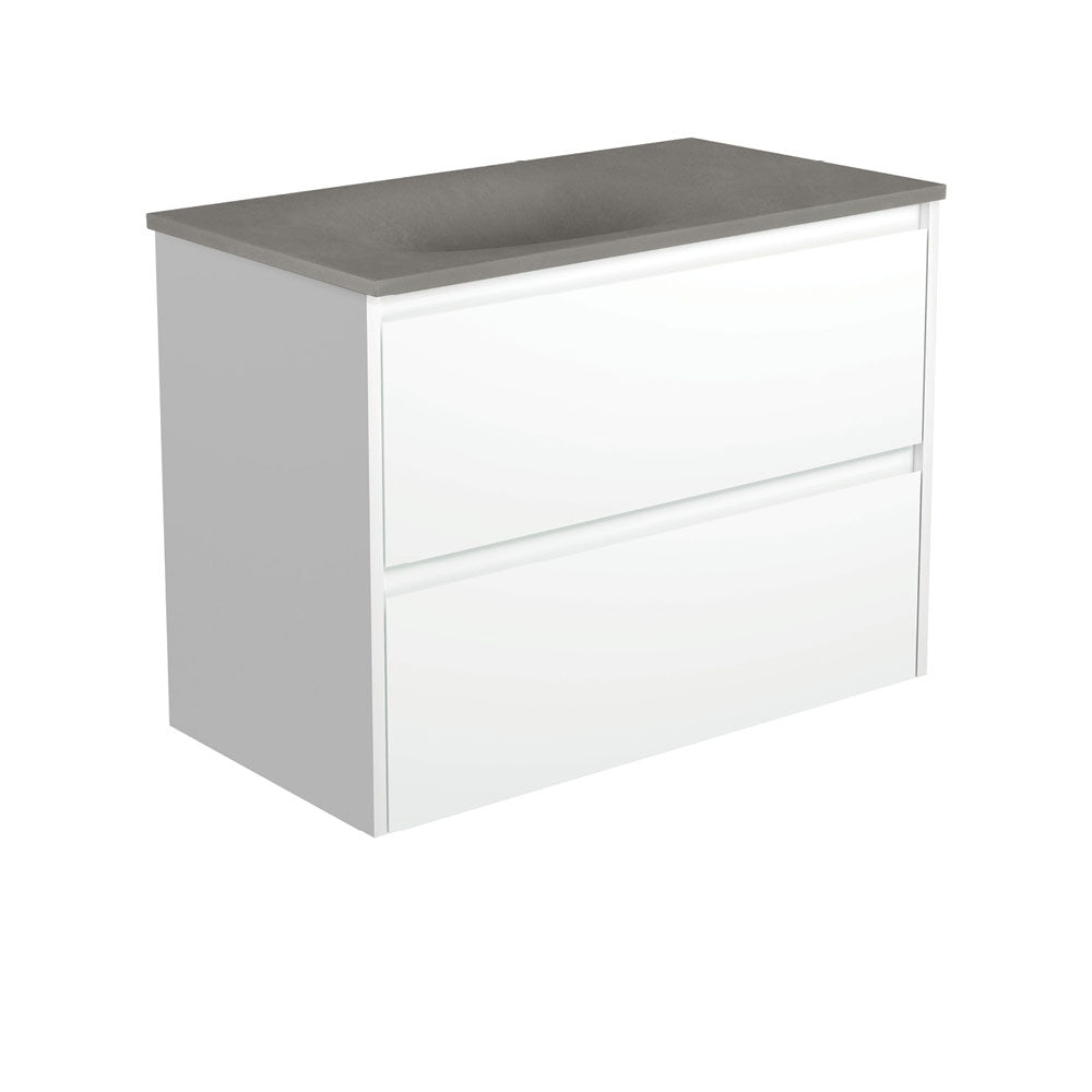 Satori Amato 900 Satin White Wall-Hung Vanity, Satin White Panels