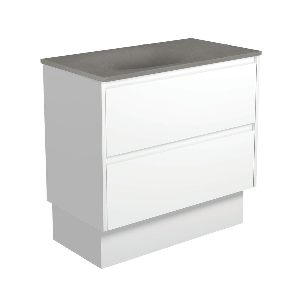 Satori Amato 900 Satin White Vanity On Kick, Satin White Panels