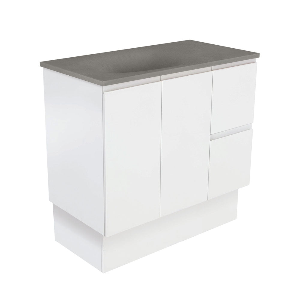 Satori Fingerpull 900 Satin White Vanity On Kick
