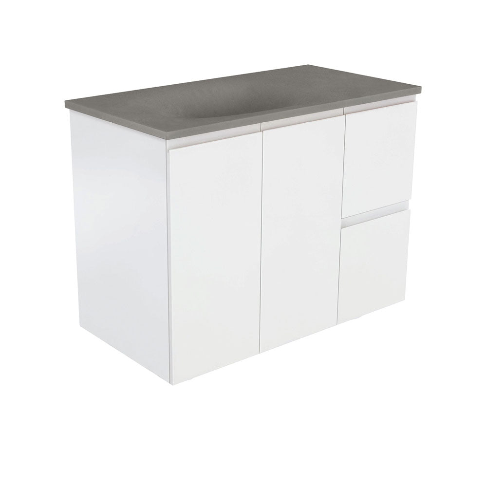 Satori Fingerpull 900 Satin White Wall-Hung Vanity