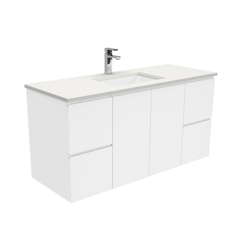 Sarah Crystal Pure Undermount 1200 Fingerpull Gloss White Wall-Hung Vanity