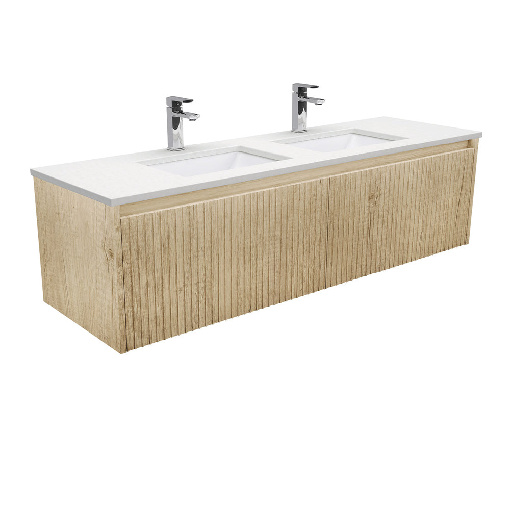 Sarah Crystal Pure Undermount Double Bowl 1500 Alina Scandi Oak Wall-Hung Vanity