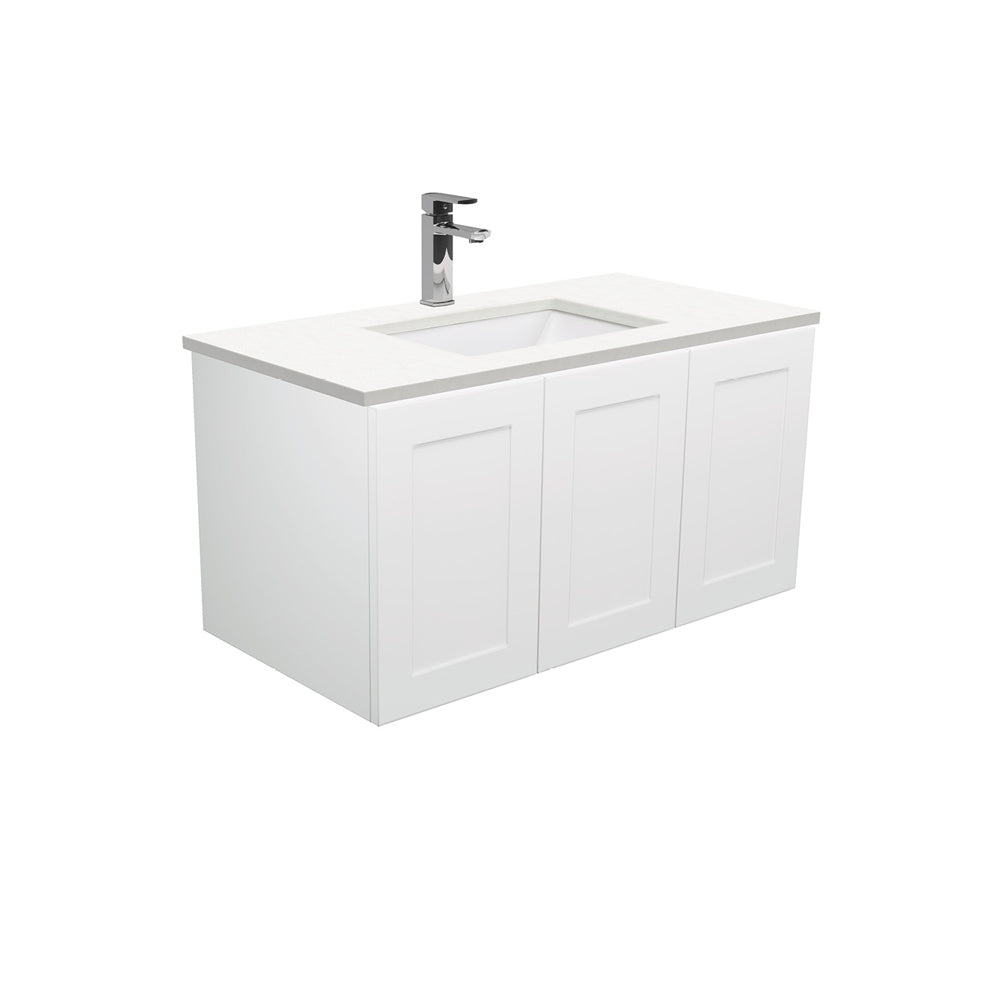 Sarah Crystal Pure Undermount 900 Mila Wall-Hung Vanity, Left Drawers