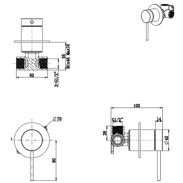 Mica Shower Mixer - TRIM KIT ONLY