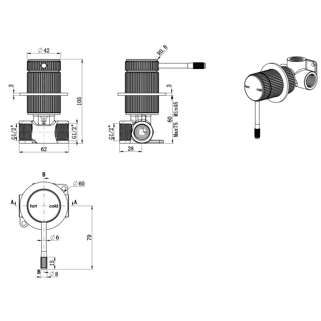 Mica Fluted Shower Mixer
