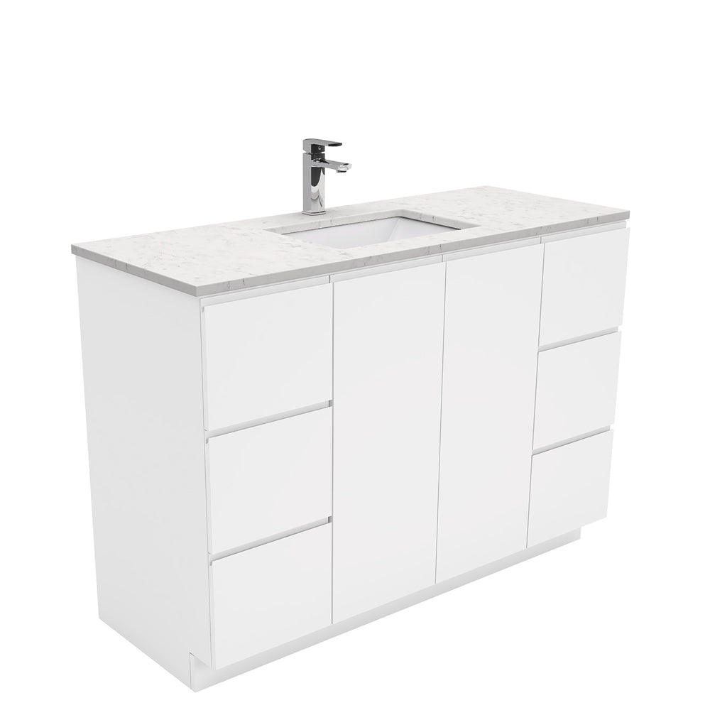 Sarah Bianco Marble Undermount 1200 Fingerpull Gloss White Vanity on Kick