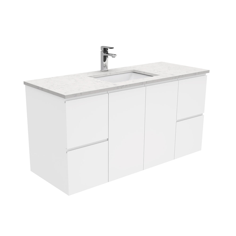 Sarah Bianco Marble Undermount 1200 Fingerpull Gloss White Wall-Hung Vanity