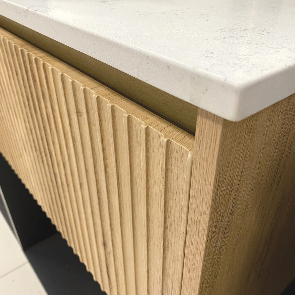 Sarah Bianco Marble Undermount Double Bowl 1500 Alina Scandi Oak Wall-Hung Vanity