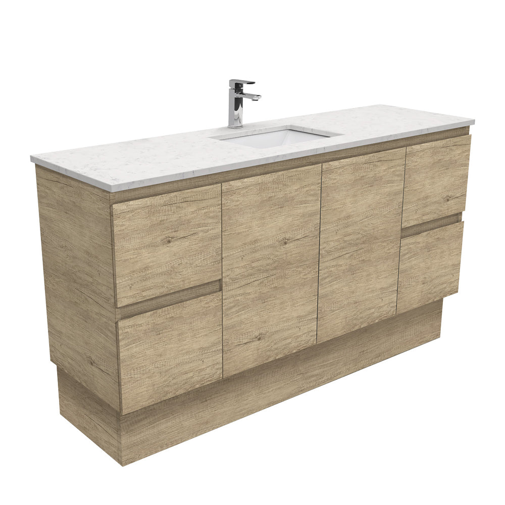 Sarah Bianco Marble Undermount Single Bowl 1500 Edge Scandi Oak Vanity on Kick