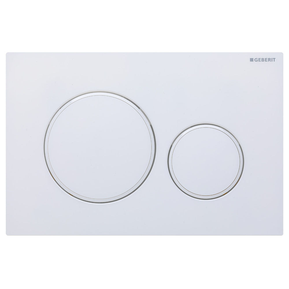 Geberit Sigma 20 Round Button Flush Plate, Matte White with White Trim