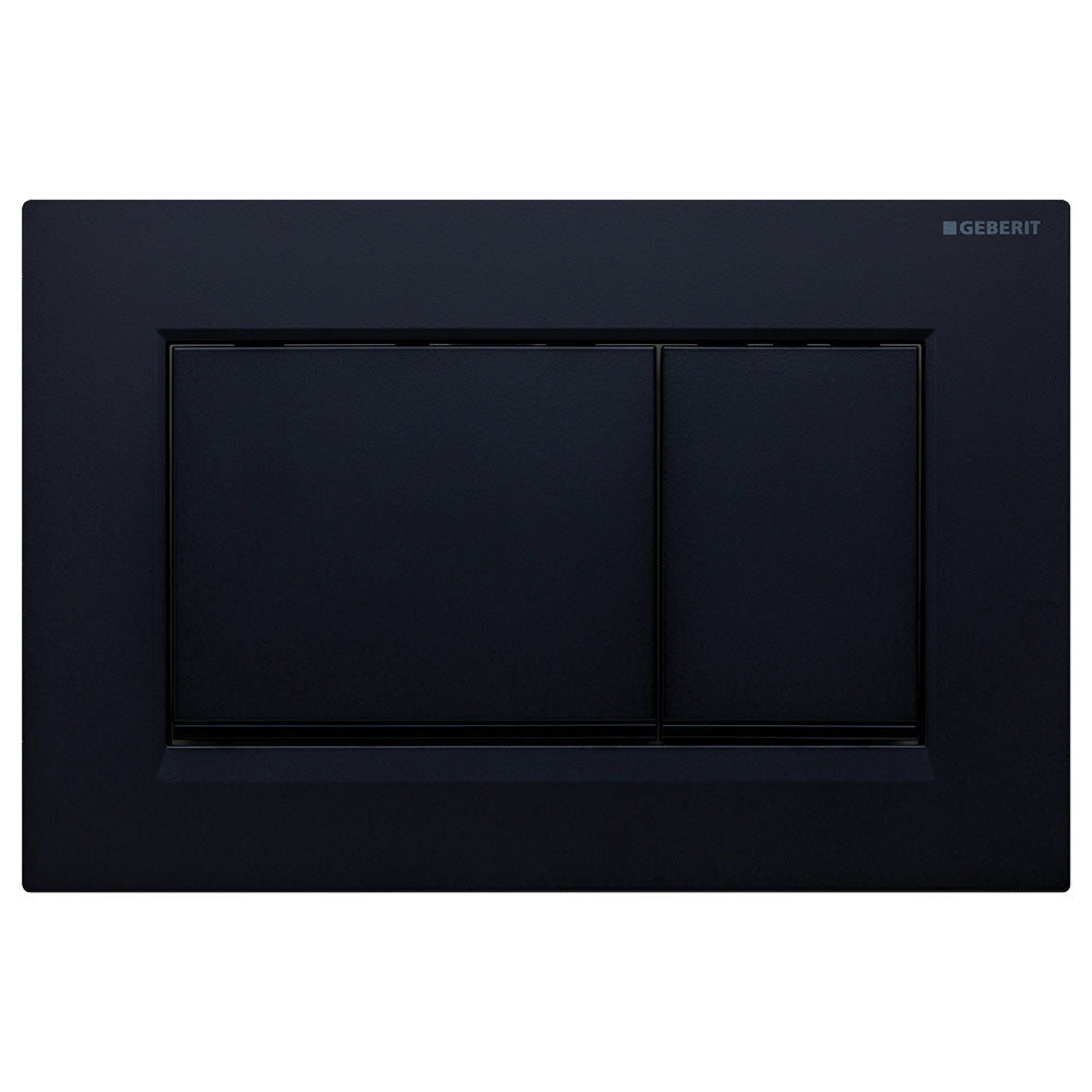 Geberit Sigma 30 Rectangular Button Flush Plate, Matte Black with Black Trim