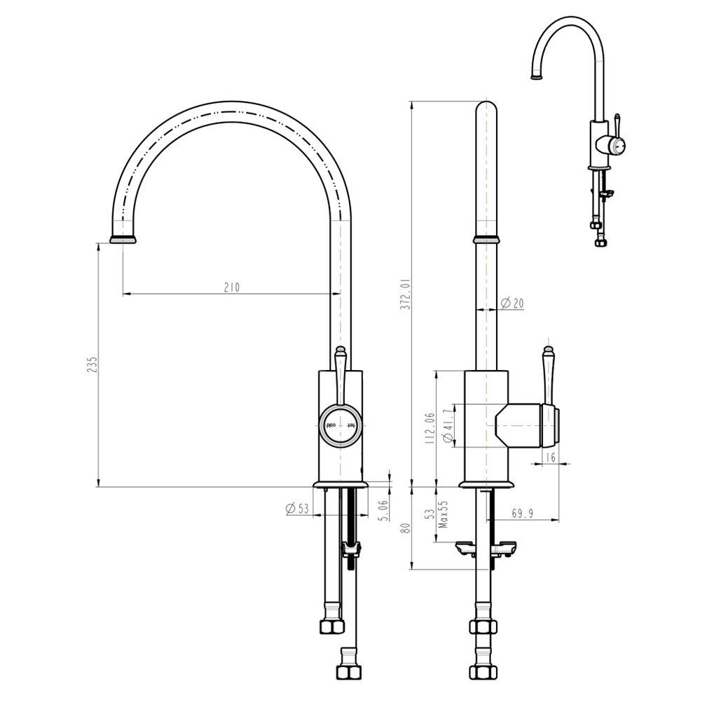 Mica Heritage Gooseneck Sink Mixer