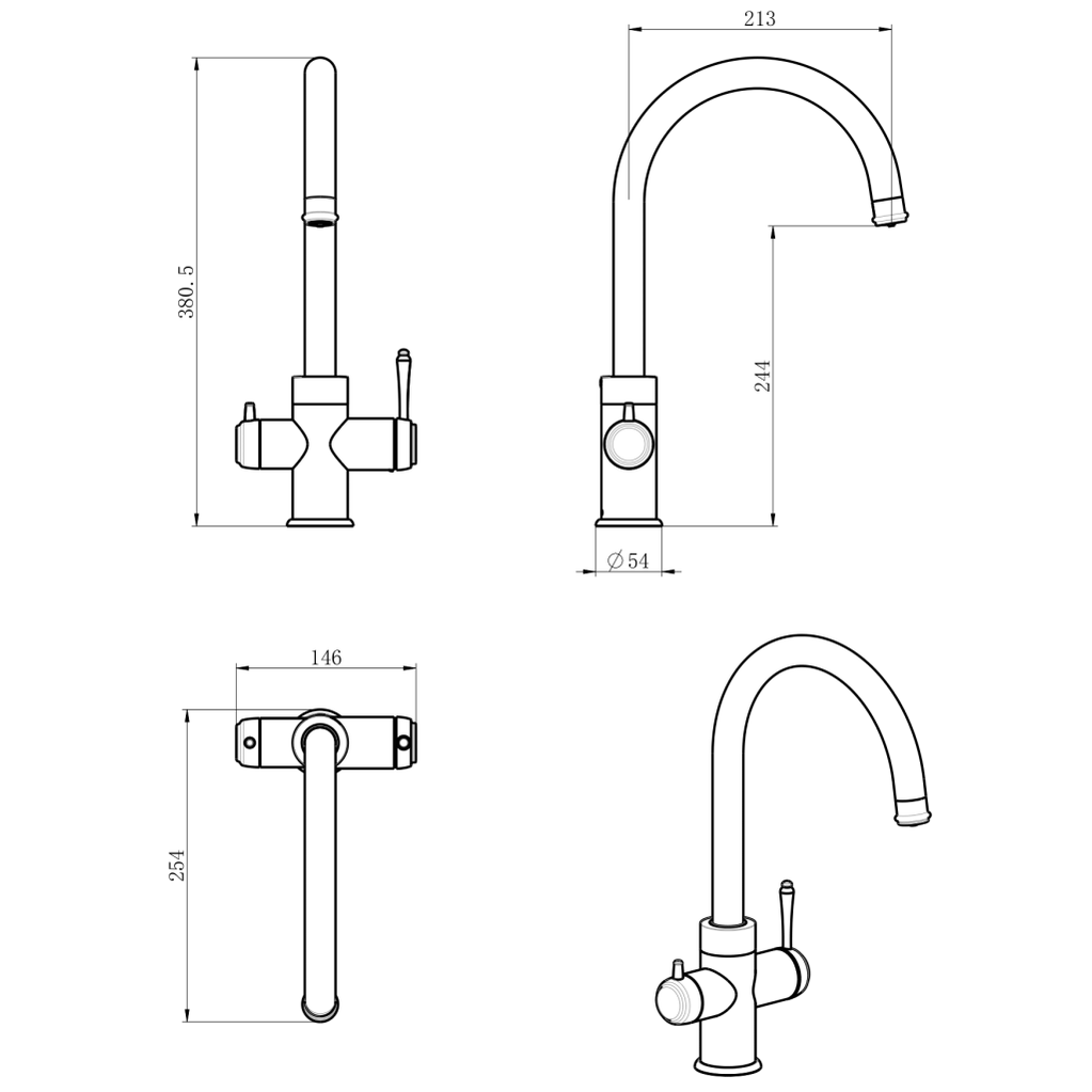 Bella Vista Mica Heritage 3-Way Filter Sink Mixer
