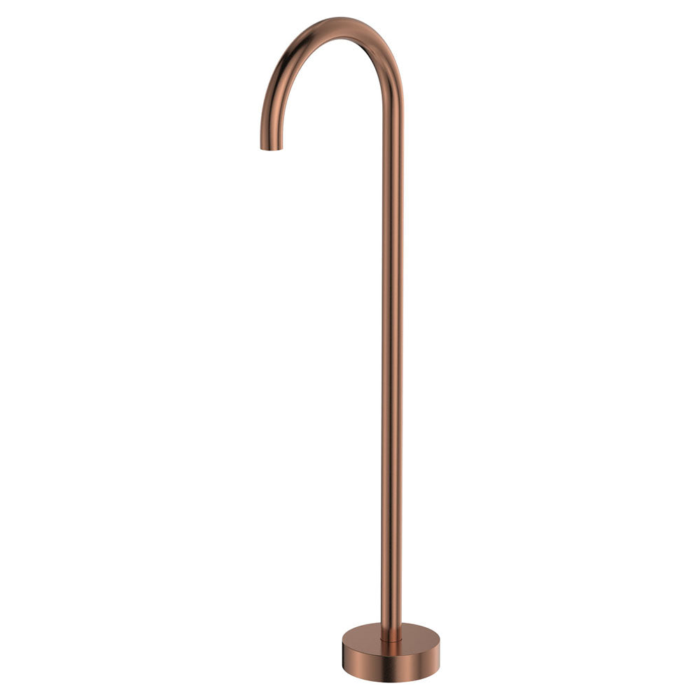 Kaya Gooseneck Floor Mounted Bath Outlet, Brushed Copper