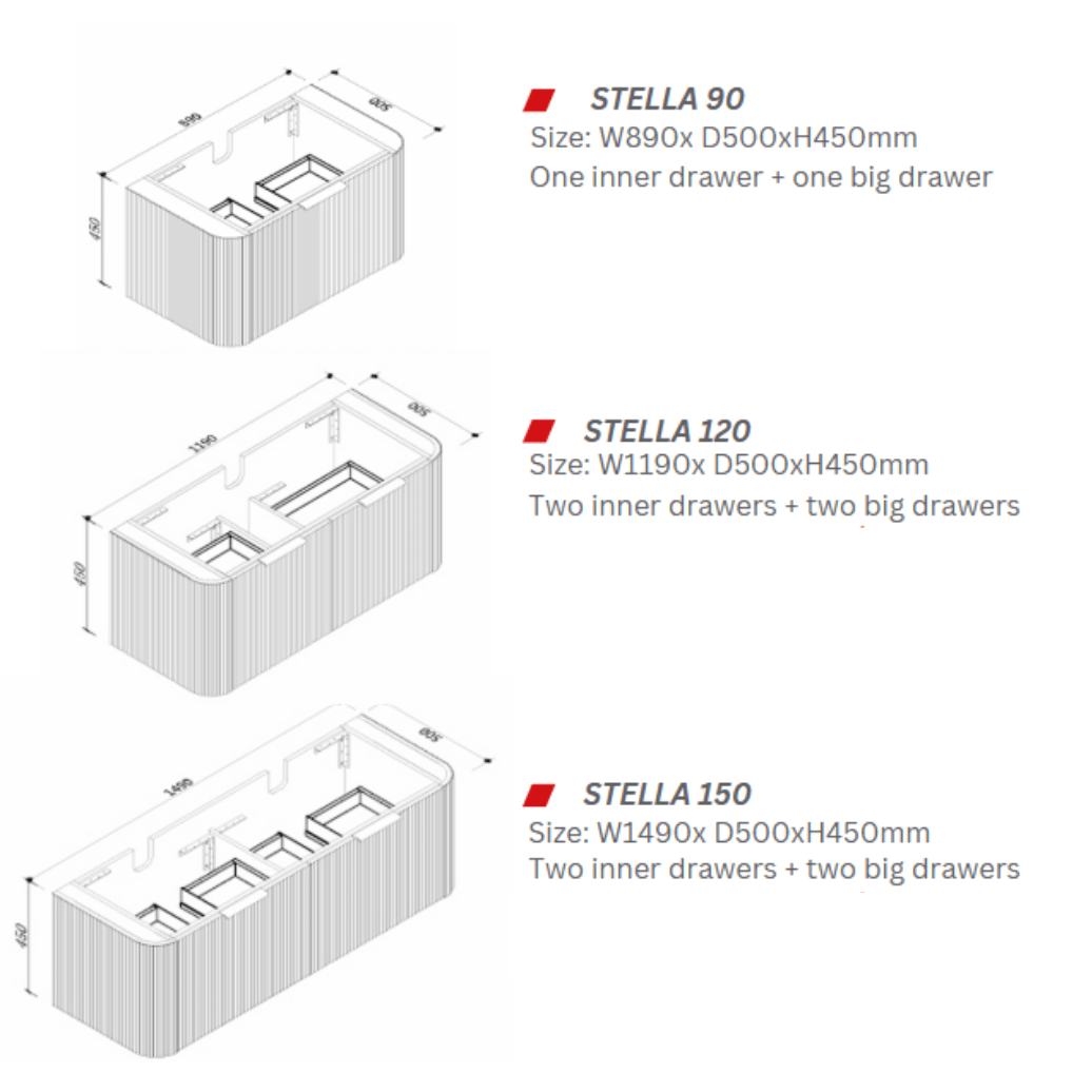 STELLA Wall Hung Vanity - Blue Bathware 