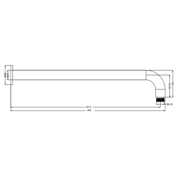 Mica Wall Shower Arm - 450mm - Curved