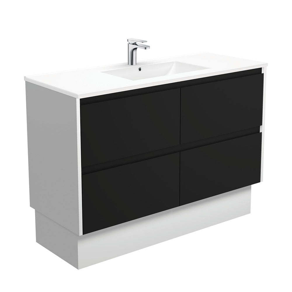 Dolce Amato 1200 Satin Black Vanity On Kick, Satin White Panels
