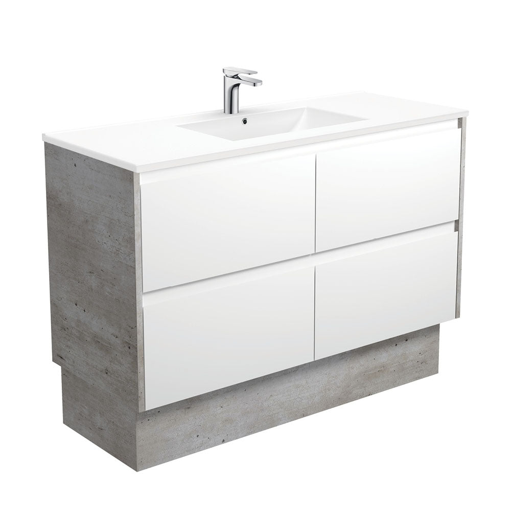 Dolce Amato 1200 Satin White Vanity On Kick, Industrial Panels