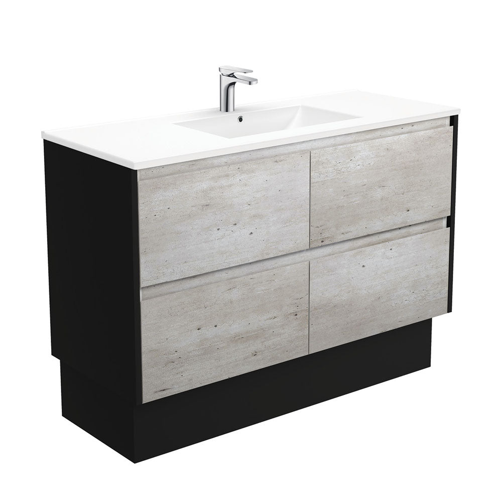 Dolce Amato 1200 Industrial Vanity On Kick, Satin Black Panels