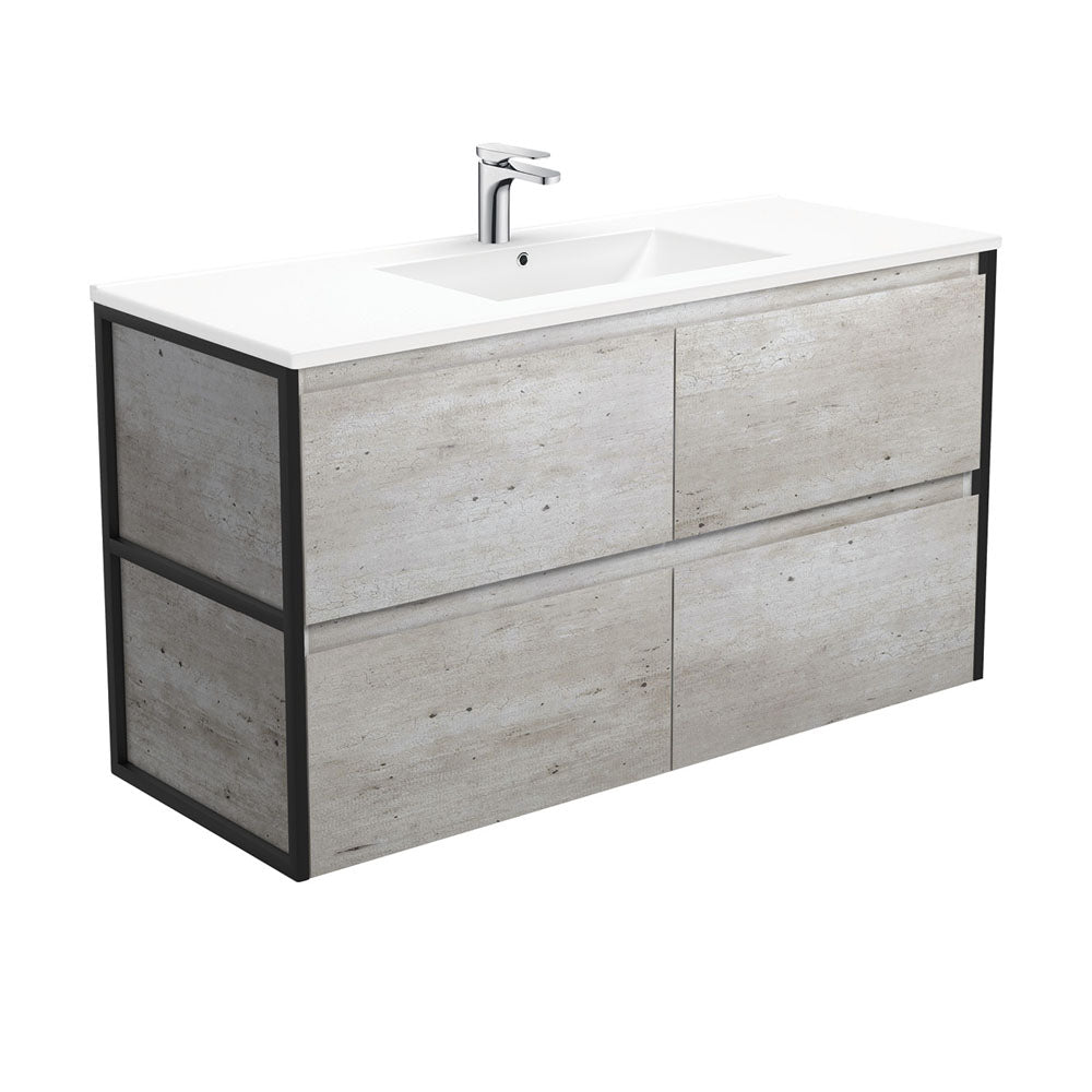 Dolce Amato 1200 Industrial Wall-Hung Vanity, Matte Black Frames