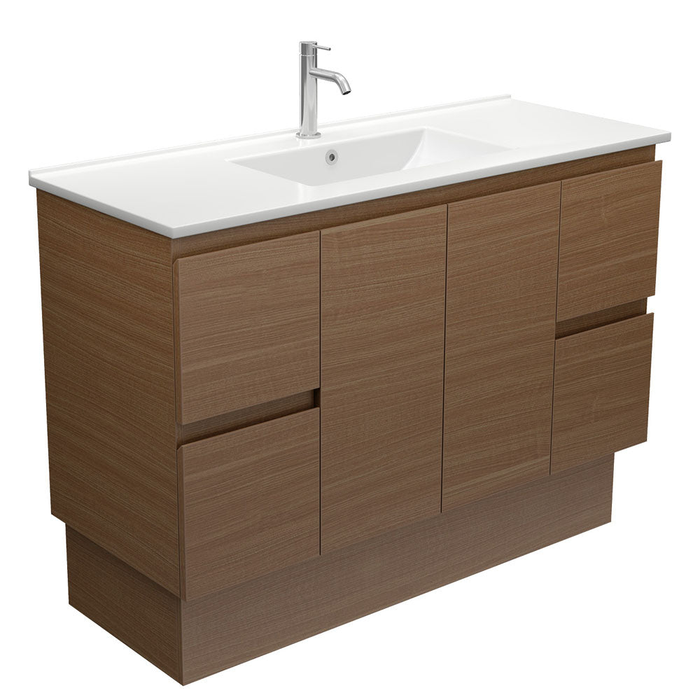 Dolce Edge Walnut 1200 Vanity on Kickboard