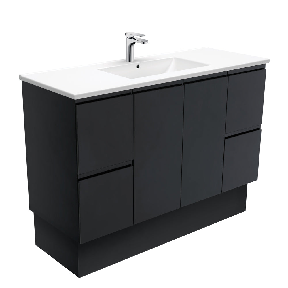 Dolce Fingerpull Satin Black 1200 Vanity On Kickboard