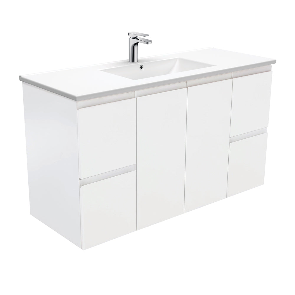 Dolce Fingerpull Satin White 1200 Wall-Hung Vanity
