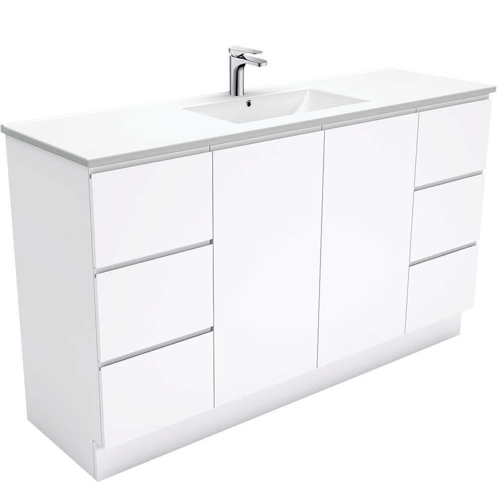 Dolce Fingerpull Gloss White 1500 Single Bowl Vanity On Kickboard