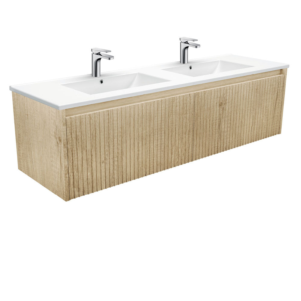 Dolce Alina Scandi Oak 1500 Double Bowl Wall-Hung Vanity