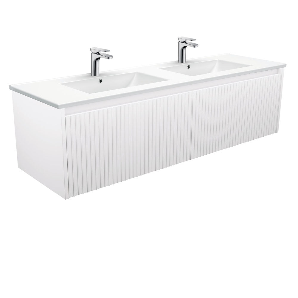 Dolce Alina Satin White 1500 Double Bowl Wall-Hung Vanity