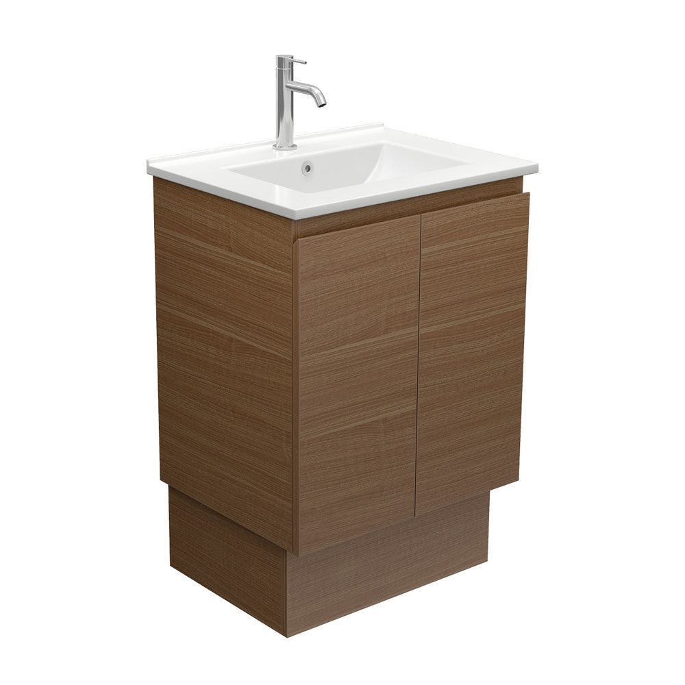 Dolce Edge Walnut 600 Vanity On Kickboard