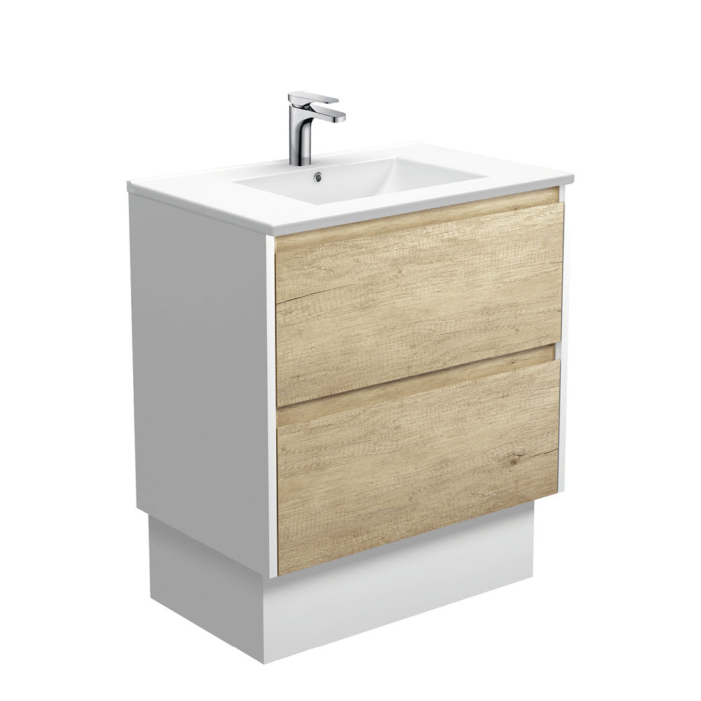 Dolce Amato 750 Scandi Oak Vanity On Kick, Satin White Panels