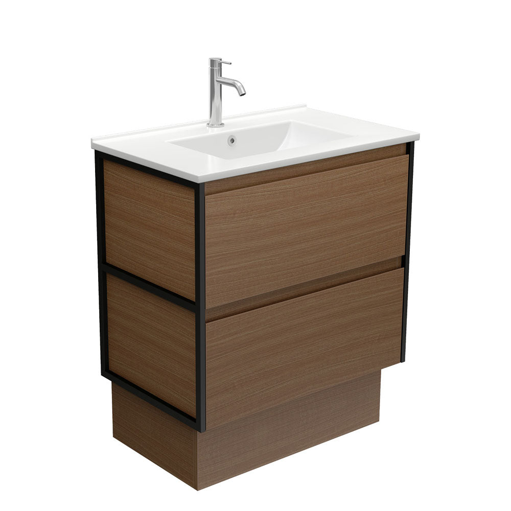 Dolce Amato 750 Walnut Vanity On Kick, Matte Black Frames