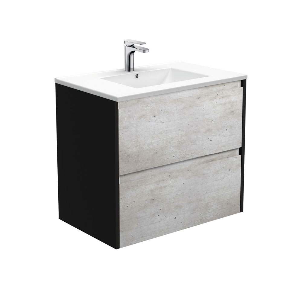 Dolce Amato 750 Industrial Wall-Hung Vanity, Satin Black Panels