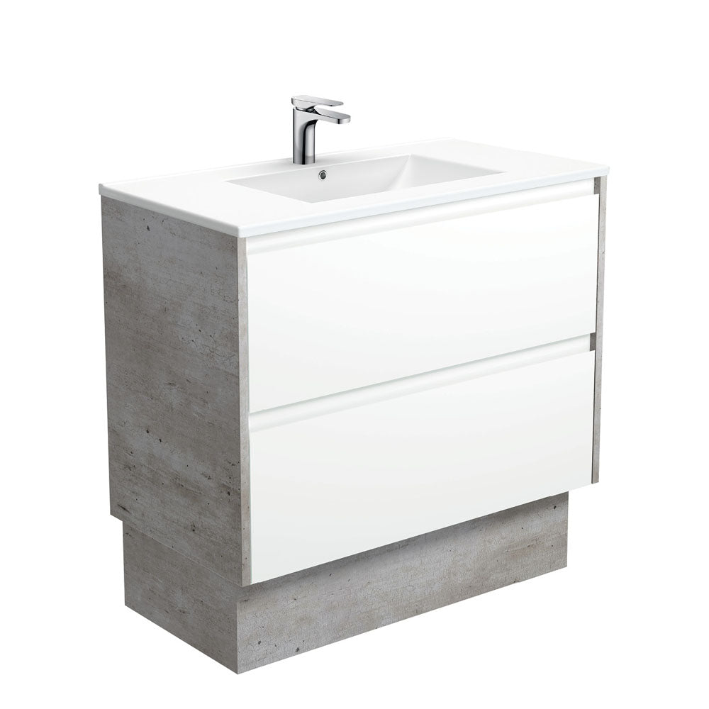 Dolce Amato 900 Satin White Vanity On Kick, Industrial Panels
