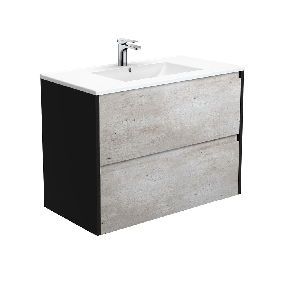 Dolce Amato 900 Industrial Wall-Hung Vanity, Satin Black Panels