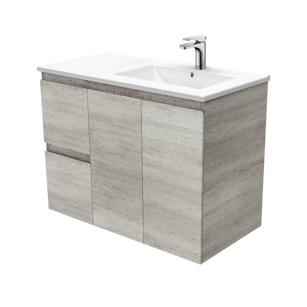 Dolce Edge Industrial 900 Offset Wall-Hung Vanity, Right Basin
