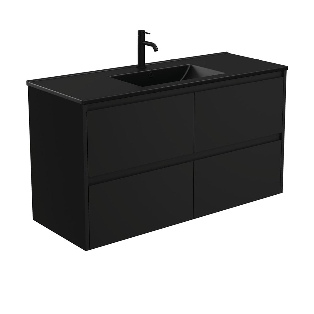 Dolce Matte Black Amato 1200 Satin Black Wall-Hung Vanity
