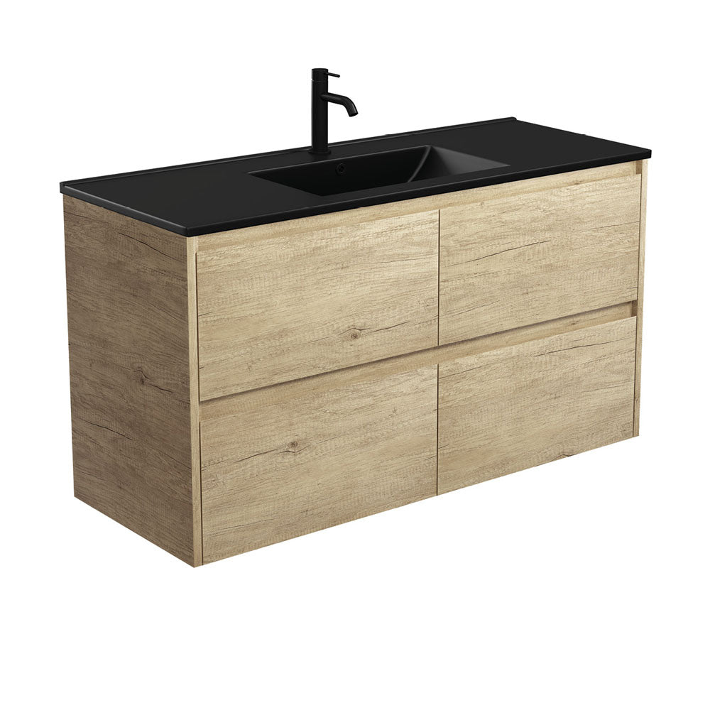 Dolce Matte Black Amato 1200 Scandi Oak Wall-Hung Vanity