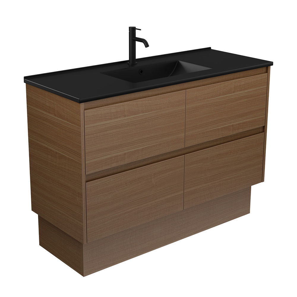 Dolce Matte Black Amato 1200 Walnut Vanity On Kick