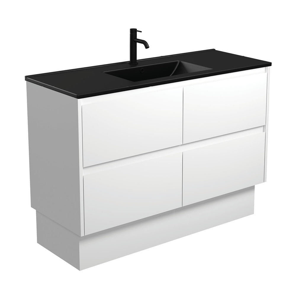 Dolce Matte Black Amato 1200 Satin White Vanity On Kick