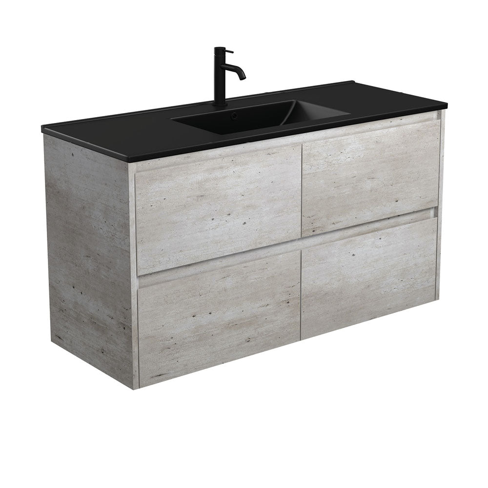 Dolce Matte Black Amato 1200 Industrial Wall-Hung Vanity