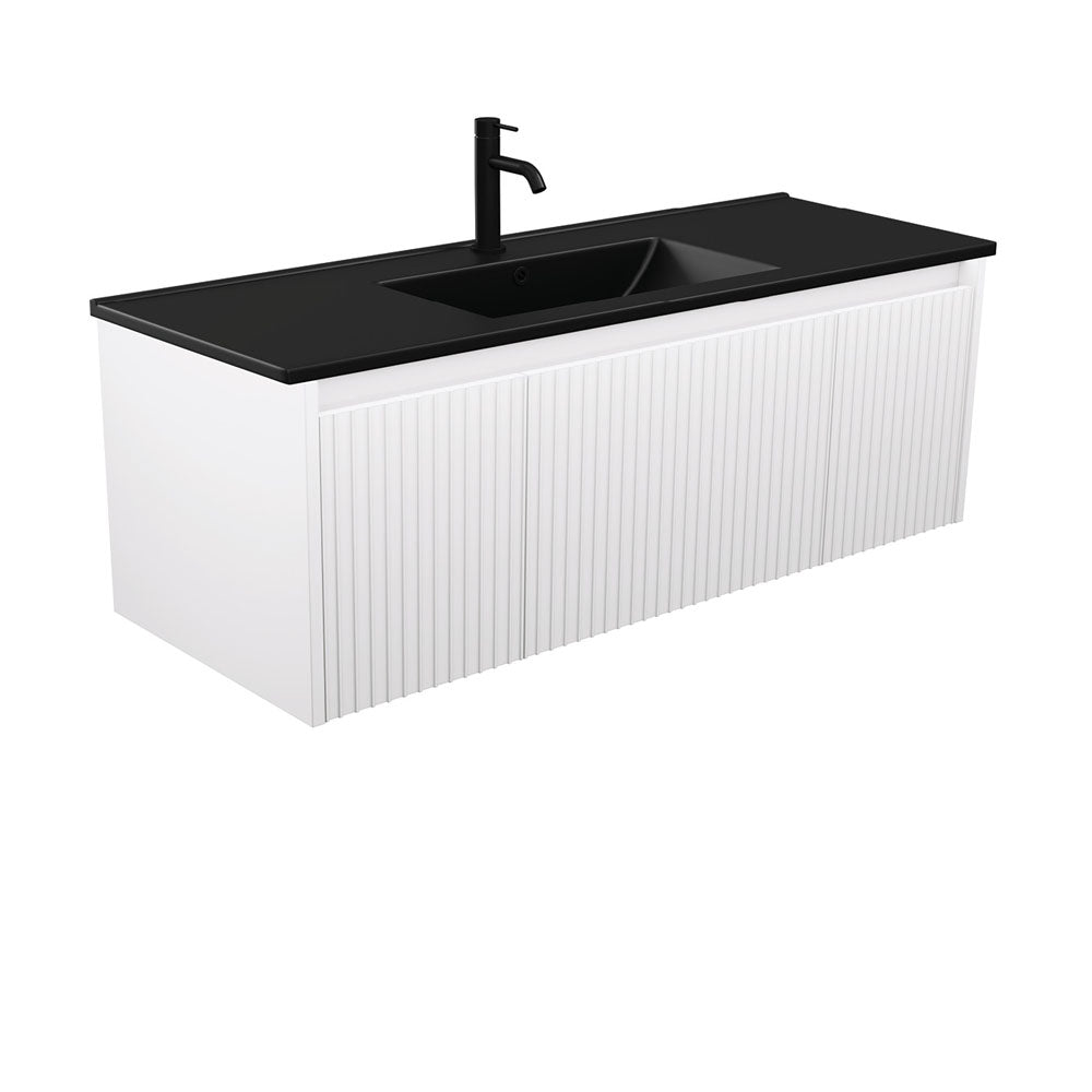 Dolce Matte Black Alina Satin White 1200 Wall-Hung Vanity